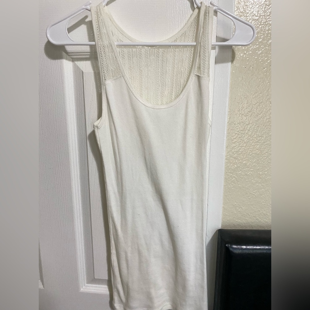 White tank top with lace back